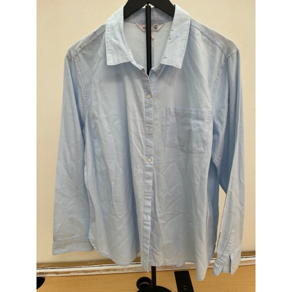 Old Navy The Classic Shirt Womens XL Light Blue Oxford Button Up Long Sleeve